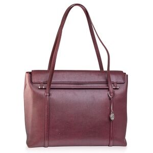 Authentic Vintage Cartier Cabochon Travel Tote Handbag, Burgundy color Leather